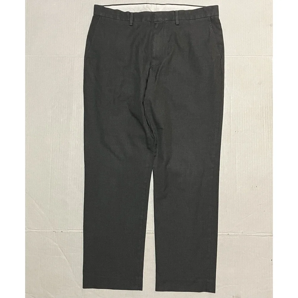 J.Crew Bowery Pants Mens Size 34 X 29 Gray Cotton Flat Front Casual Dress